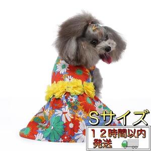 花柄　犬　服　Sサイズ　かわいい　ボーダー