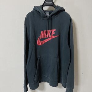 00s OLD NIKE swoosh logo hoodie black×red スウェット パーカー フーディー　ナイキ　古着