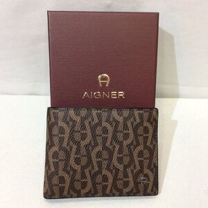 【値下げ】新品☆AIGNER アイグナー 二つ折り財布(小銭入れなし) ブラウン 156808 10 Icon Cover 0060 Fango 札入れ