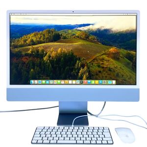 R♪ 極美品 ほぼ未使用 iMac 24インチ Late2023 Retina 4.5Kディスプレイモデル MQRC3J/A ブルー A2874 M3 8コア メモリ8GB/SSD256GB 