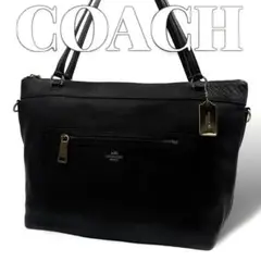 COACH レザー A4収納 ブラック トートバッグ 8449