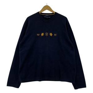 TOMMY HILFIGER トミーヒルフィガー 刺繍 クルーネック ニット sizeL/ネイビー