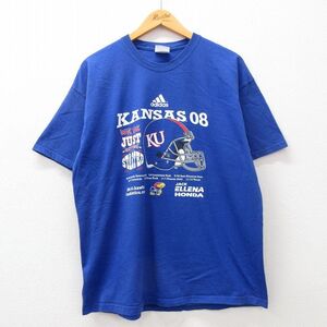 XL/古着 ヘインズ 半袖 ビンテージ Tシャツ メンズ 00s アディダス adidas カンザスジェイホークス フットボール ビッグロゴ コットン