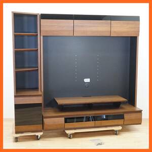 前ダ:美品【モリタインテリア工業】ヴァイス テレビボード2点セット テレビ160 引出40右 ブラウン 高さ約175㎝ リビング家具 テレビ台