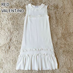 美品　red valentino レース　シースルー　ドット　ワンピース　フリル　レッドヴァレンティノ　ノースリーブ