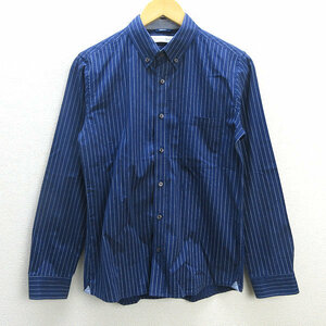 G■メンズメルローズ/MENS MELROSE 長袖BDシャツ/ストライプ【3】紺/men