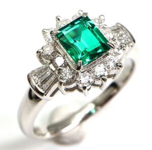 1円〜!!Crescent Vert(クレサンベール)＊Pt950 天然ダイヤモンド/エメラルドリング＊ n 約6.9g diamond emerald ring 指輪 ED6/ED7M576