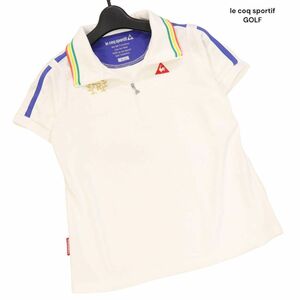 le coq sportif GOLF ルコック スポルティフ ゴルフ 春夏 ロゴ刺繍♪ 半袖 ハーフジップ シャツ Sz.L　レディース 白　K4T01117_7#A