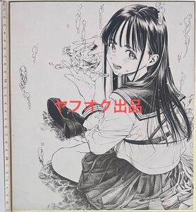 【大色紙】ガガイモ 会場限定1点物 直筆イラスト 色紙 原画 個展　チア 黒髪美少女 直筆イラスト ガガイモ画集 サイン