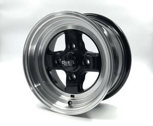 CLEAVE RACING E4 13x7.0J +9 4-114.3 ブラック/マシンド 4本セット KP61 サニトラ B310 AE86 旧車 ネオヒストリック BILS