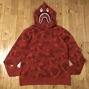 ★3XL★ ジャガードカモ シャーク パーカー Jacquard shark full zip hoodie a bathing ape bape Red camo エイプ ベイプ 迷彩 XXXL oz38