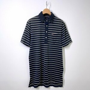 RLX RALPH LAUREN ラルフローレン ストレッチ ボーダーポロシャツ S ネイビー 紺 ロゴ 半袖