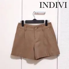 INDIVI  インディヴィ　ウール調　ブラウンカラーショートパンツ