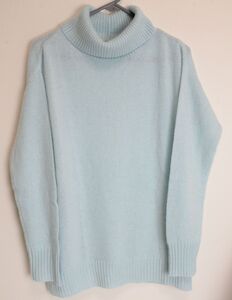 ●POSH ALMAポッシュアロマカシミヤ100%レディースプルオーバーセータータートルネックニット(LL,ミントグリーン)新品