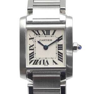 カルティエ Cartier タンクフランセーズSM W51008Q3 レディース クオーツ SS アイボリー文字盤