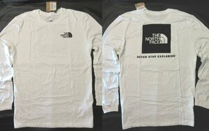 本物正規◆ノースフェイス◆長袖Tシャツ ボックスロゴ BOX NSE■XXL■白/黒■新品■アメリカ限定/LA9直営モデル