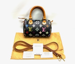 1* レア！ ブラック！ LOUIS VUITTON ルイヴィトン マルチカラー モノグラム ミニ スピーディ M92644 レディース ショルダー ハンド バッグ