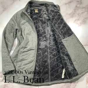 Lサイズ相当●L.L.Bean エルエルビーン 00s ビンテージ レアデザイン キルティング 裏ボア コート ロング丈 手触り抜群◎ ハイネック　