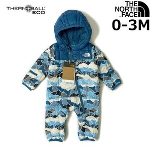 1円～!売切!【正規新品】THE NORTH FACE◆INFANT THERMOBALL ECO BUNTING ロンパース ベビー キッズ US限定(0-3M)青 総柄 240517-MP3-40-C