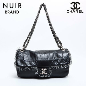 シャネル CHANEL ショルダーバッグ 14番台 ラムスキン チェーン ココマーク　ターンロック ツイード ブラック