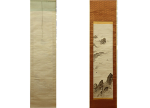 柳城 日本画 金彩　掛軸　掛け軸　紙に墨彩　 Japanese hanging scroll　中古