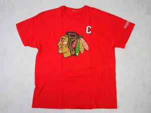 ☆送料無料☆ NHL USA直輸入 古着 半袖 CHICAGO BLACKHAWKS シカゴ・ブラックホークス ジョナサン・トゥーズ Tシャツ メンズ 大きめ 中古