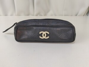 CHANEL シャネル ミニ ポーチ ペンケース ココマーク レザー ブラック