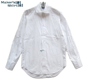 美品日本製!!メーカーズシャツ鎌倉 Maker’s Shirt鎌倉*Supima 110 ドレスシャツ 38-85 実寸M 白 ホワイト