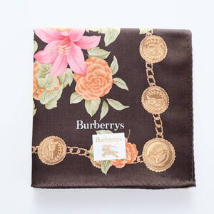 ■未使用　Burberrys バーバリーズ　ハンカチ　花柄　ブラウン　BURBERRY バーバリー■