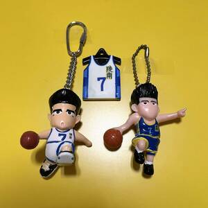 90s SLAM DUNK スラムダンク スラムスイング 陵南 仙道彰3個セット キーホルダー ユニフォーム フィギュア 人形 キャラクターグッズ バスケ