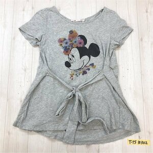 UNIQLO ユニクロ × DISNEY ディズニー レディース ミニーマウス リボン付き 半袖Tシャツ M 杢グレー