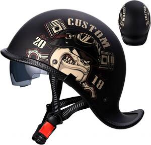 ダックテールヘルメット 半帽ヘルメット メンズ レディース 半ヘルメット 耐衝撃性 超軽量 男女兼用 ハーフヘルメット　サイズ：M