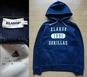 美中古品【XLARGE】ヘヴィウェイト スウェットパーカー ネイビー SIZE:SMALL (エクストララージ)