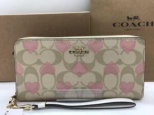 新品未使用COACH 長財布　ハートプリント　レディース