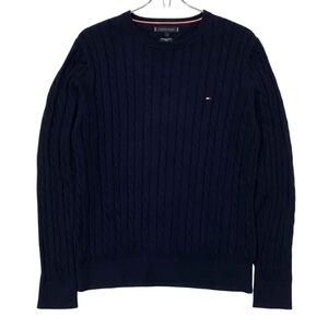 TOMMY HILFIGER(トミーヒルフィガー)ニット セーター 刺繍ロゴ メンズL ネイビー系