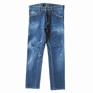 美品 14AW ディースクエアード DSQUARED2 Cool Guy Jean クール ガイ ジーンズ デニム スリム パンツ ダメージ加工 ストレッチ 44