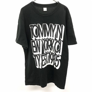 トミー TOMMY Tシャツ カットソー クラシックプリント ロゴ 英字 文字 丸首 クルーネック 半袖 日本製 綿100% L ブラック 黒 メンズ 男性