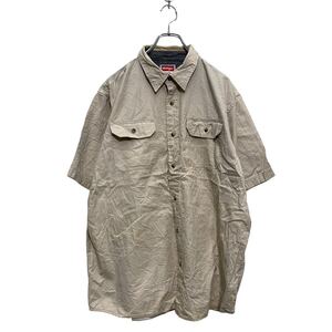 Wrangler 半袖 無地シャツ L ベージュ ラングラー ダブルポケット ワークシャツ シンプル 古着卸 アメリカ仕入 a604-5343