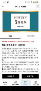 リゾートトラスト　株主優待　5割引券　1回分　アプリ譲渡