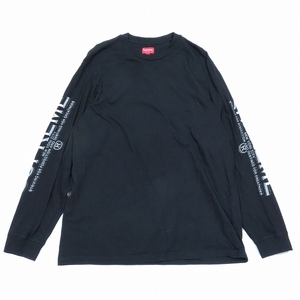 21AW シュプリーム SUPREME Intarsia Sleeve L/S Top Tシャツ 長袖 クルーネック ロゴ カットソー L 黒 ブラック/7 メンズ