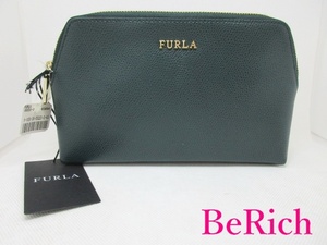 美品 フルラ FURLA コスメ ミニ ポーチ セット グリーン 緑 ピンク レザー ロゴ 化粧 アクセサリー 小物 【中古】 sh1547