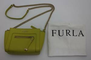 フルラ FURLA ショルダー バッグ レザー イエロー チェーン ミニバッグ レディース