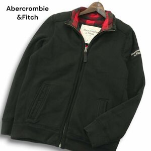 Abercrombie&Fitch アバクロンビー＆フィッチ 秋冬 裏起毛 チェック 中綿 スウェット ブルゾン ジャケット Sz.S　メンズ 黒　A4T12396_B#N