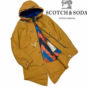 レア■SCOTCH&SODA■モッズコート ファイヤーマンコート 中綿ライナー M イエロー ヴィンテージ加工 ワイヤーフード スコッチアンドソーダ