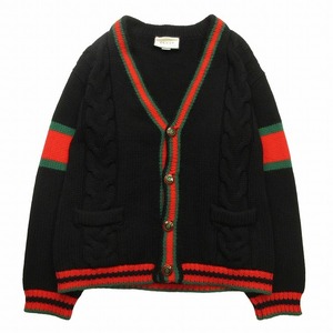 18SS グッチ GUCCI シェリーライン オーバーサイズ ケーブルニット カーディガン 長袖 GGロゴボタン セーター カットソー トップス XS