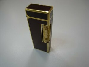 ★ダンヒル dunhill ローラーガスライター 赤茶 ゴールド 着火確認済み【中古】｛BH2359｝