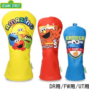 1円★SESAME STREET セサミストリート ゴルフ ヘッドカバー 3個組 DR用+FW用+UT用 キャットハンド型★