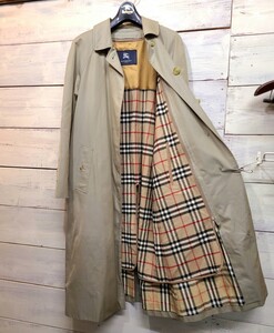 BURBERRY London オールドバーバリー ライナー付き ステンカラーコート シングル ヴィンテージ 裏地チェック柄 ユニセックス コットン