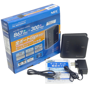 NEC PA-WG1200CR Aterm WG1200CR PA-WG1200CR 11ac・867Mbps 無線LAN ルーター 動作未確認 ジャンク扱い 現状品 配送は宅急便80サイズ