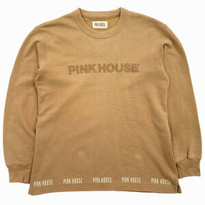 PINK HOUSE ピンクハウス チェック柄ロゴ スウェット トレーナー ベージュ サイズ M